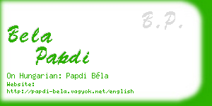 bela papdi business card